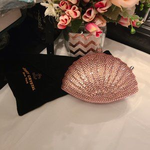 Jimmy Crystal New York Swarovski Element Purse Cutch Shell Shaped